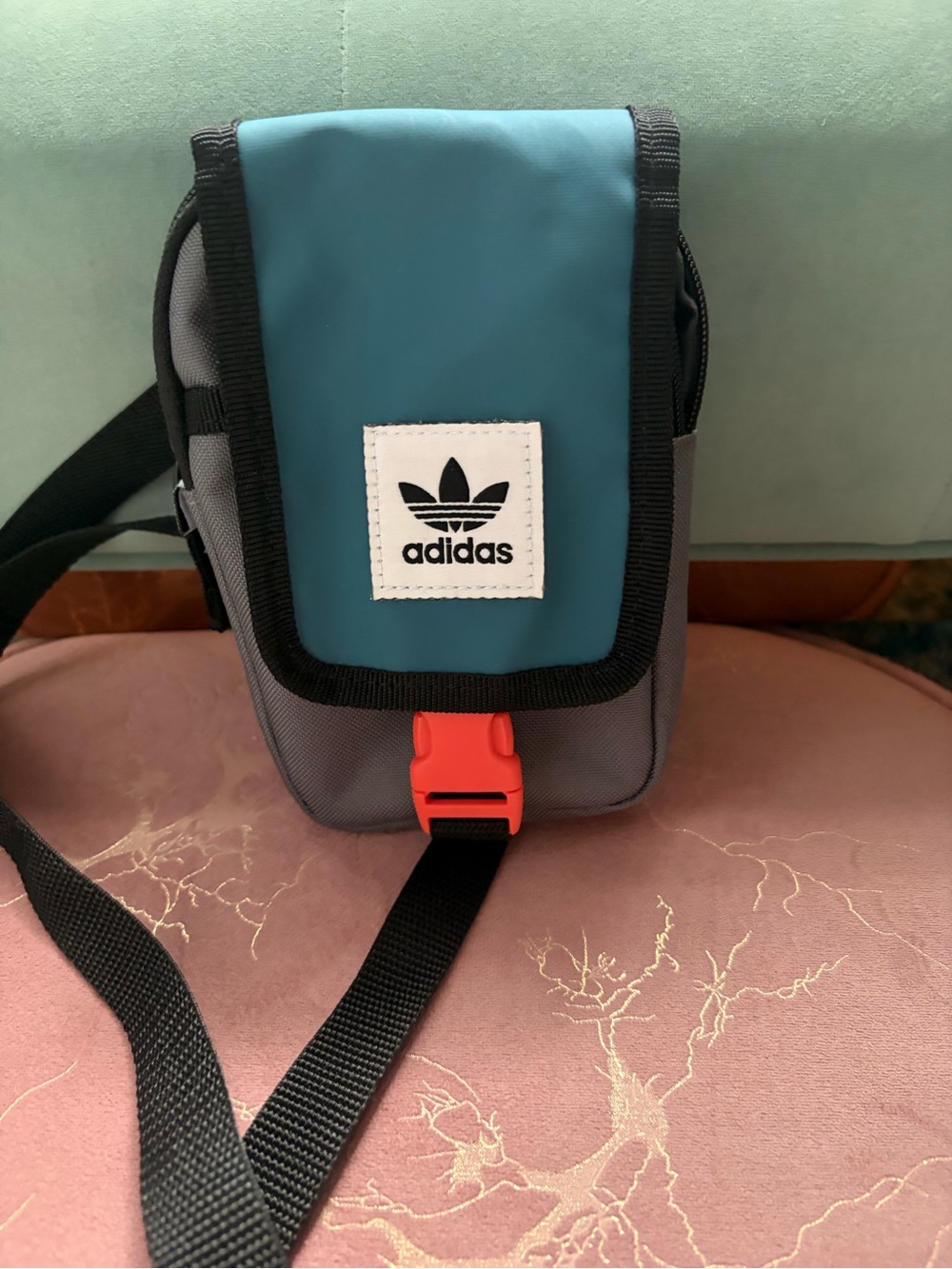 Adidas Teal & Gray Crossbody Phone Pouch